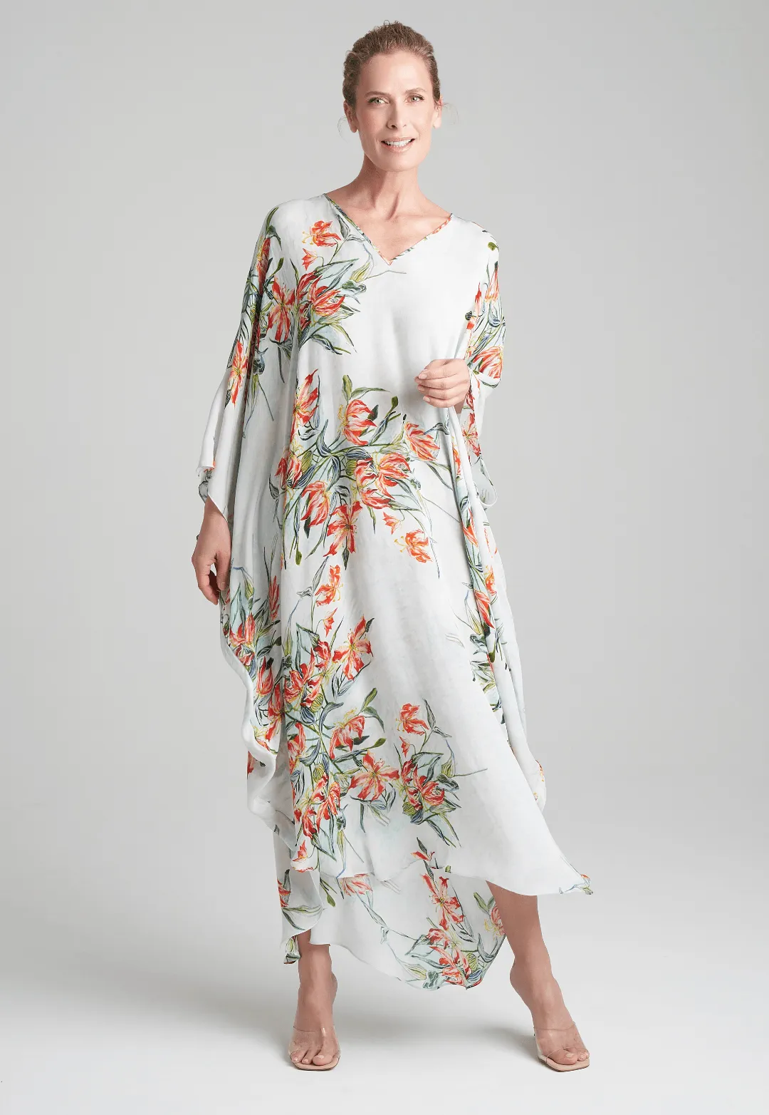 Alma Silk Kaftan in Water Mill