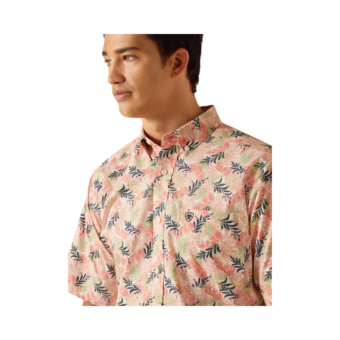 Ariat Men's Ty Fitted Short Sleeve Tea Rose Coral Shirt