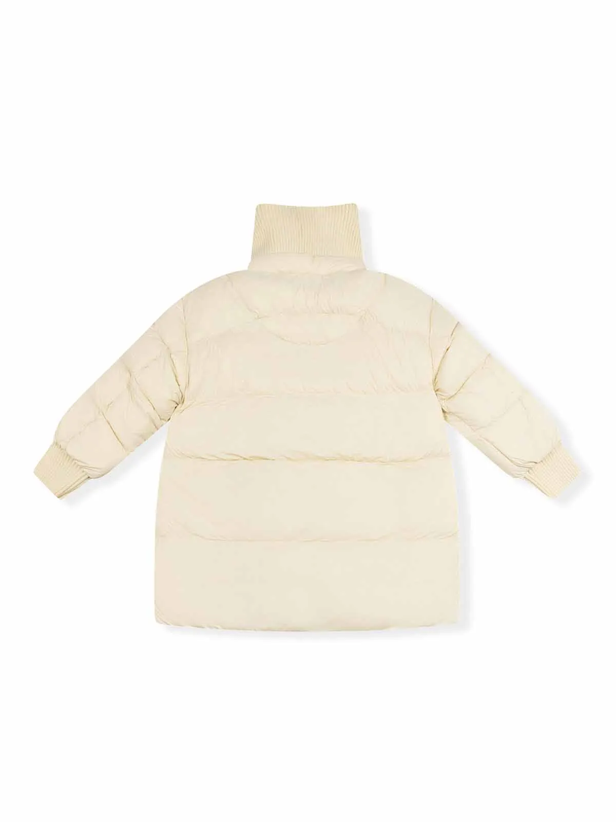 ASOBIO Knit Collar Mid-Length A-Line Down Jacket