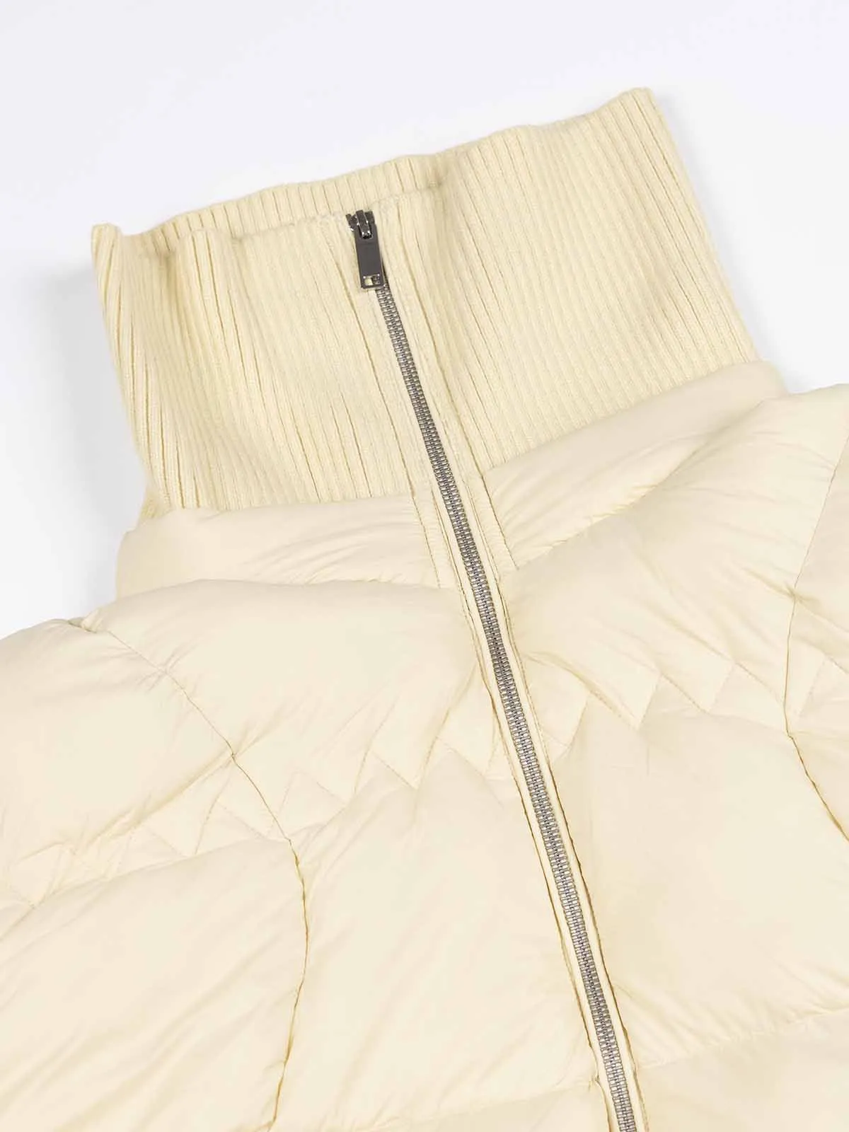 ASOBIO Knit Collar Mid-Length A-Line Down Jacket