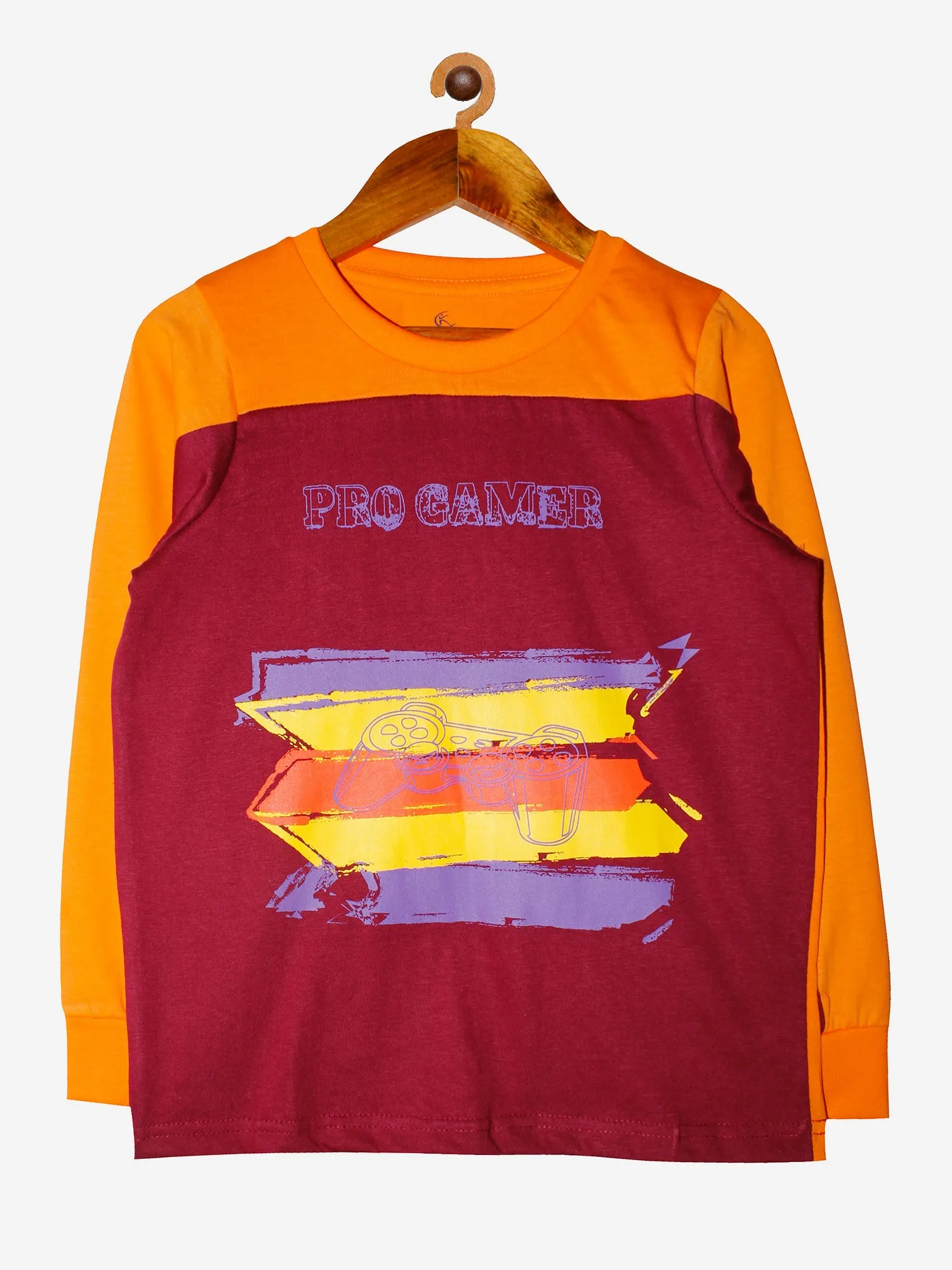 Boys Cotton T-shirt with Shoulder Panel