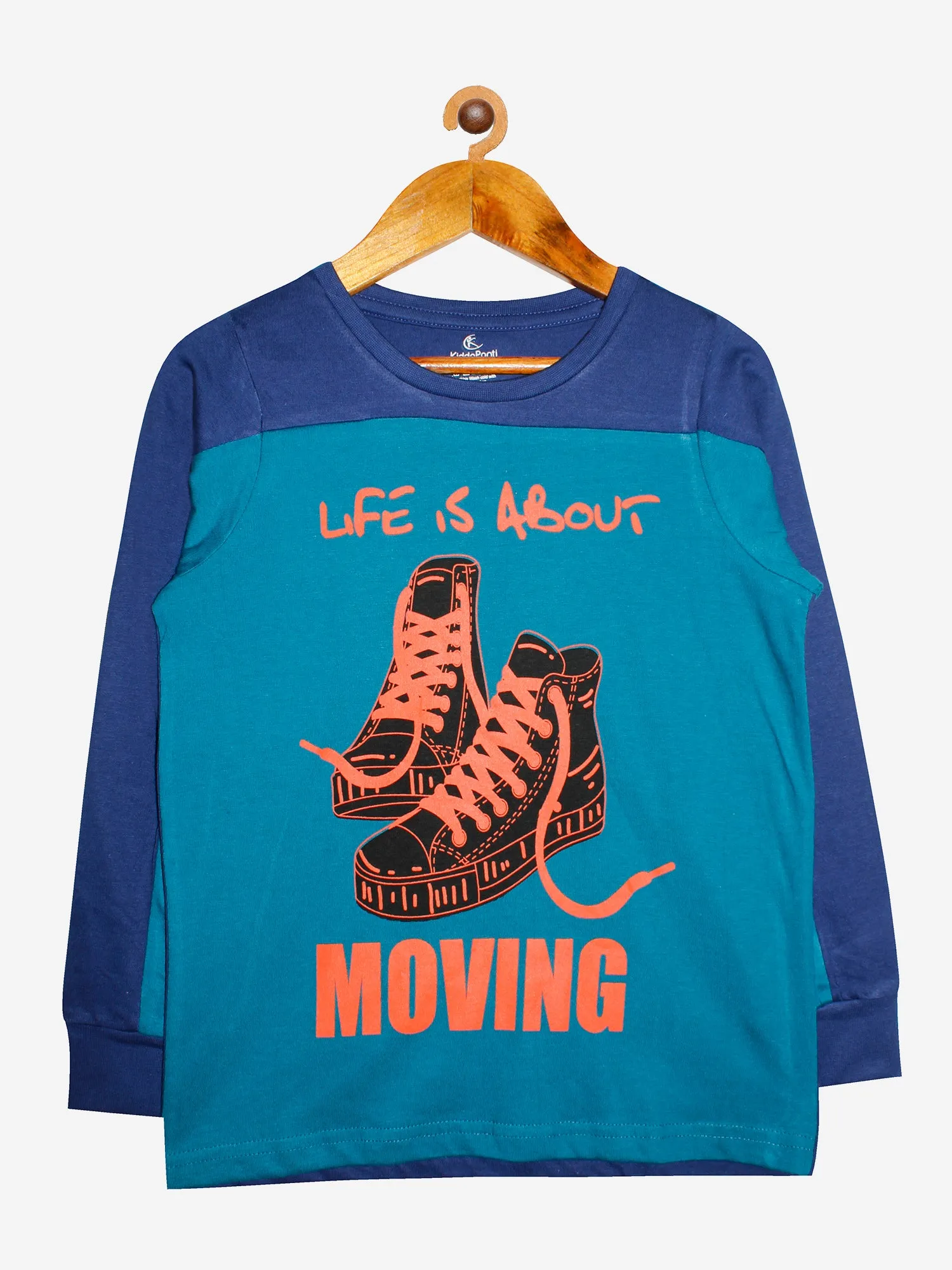 Boys Cotton T-shirt with Shoulder Panel