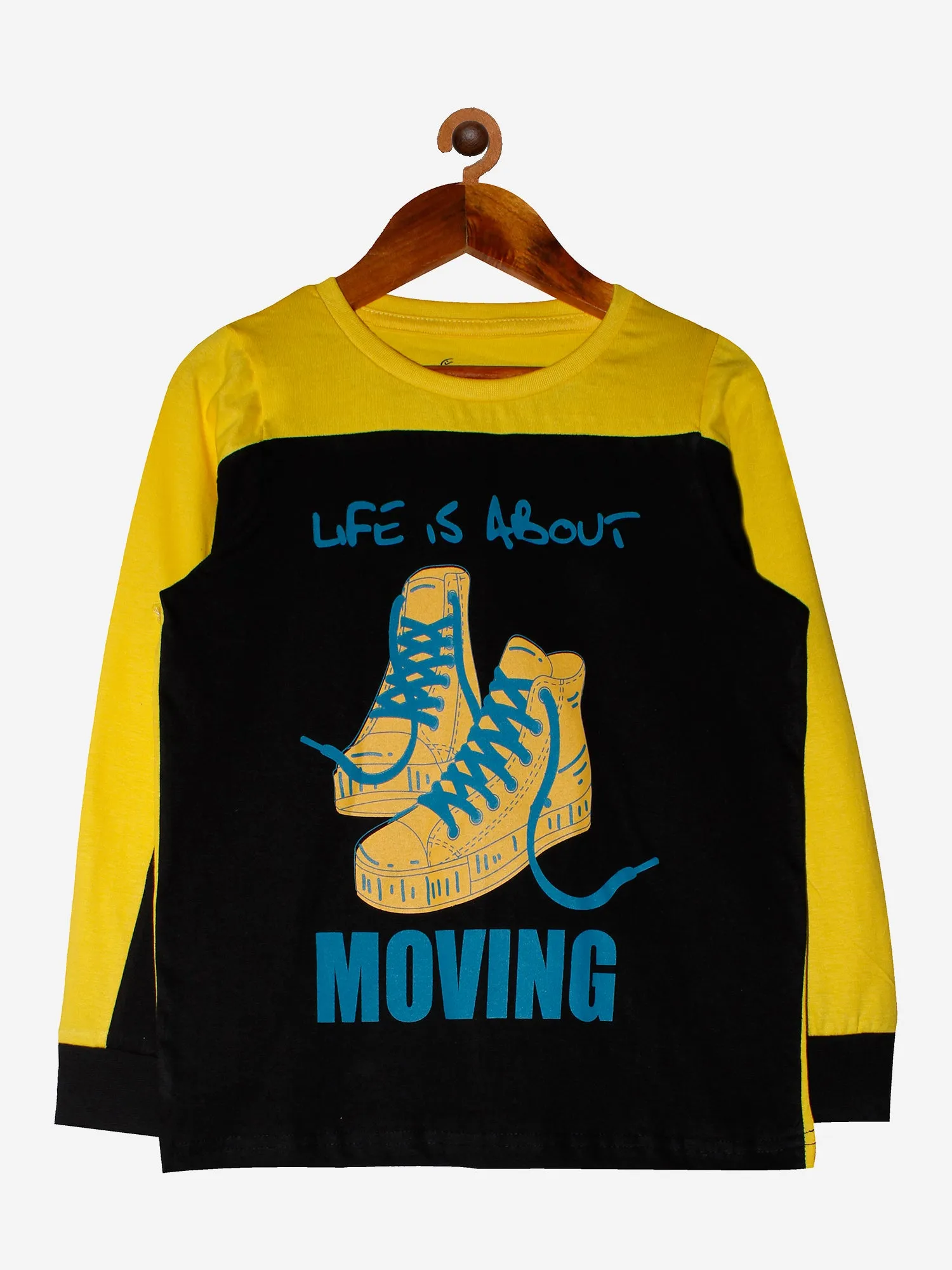 Boys Cotton T-shirt with Shoulder Panel