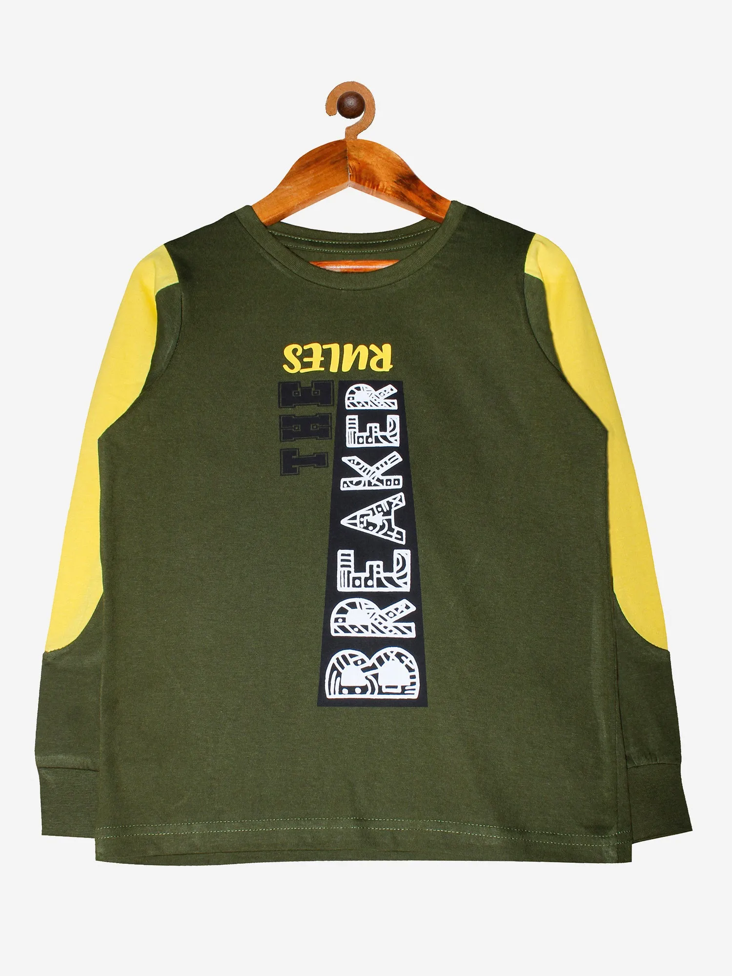 Boys Cotton T-shirt with Shoulder Panel