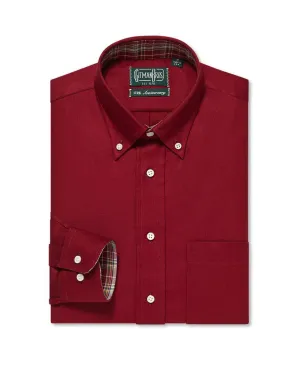 Button Down Crimson Solid Hopsack