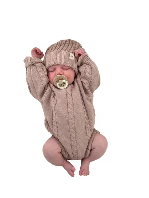 Cable Knit Romper - Dusty Petal