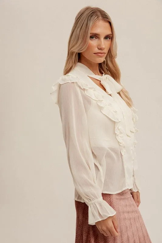 Chiffon Ruffle Blouse Style 1707