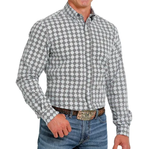 Cinch Men's Grey Modern Fit Printed Shirt