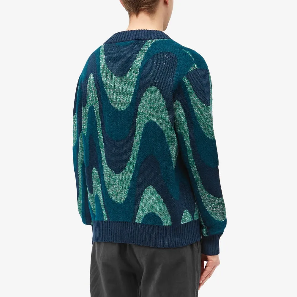 Corridor cardigan with shimmering waves, green