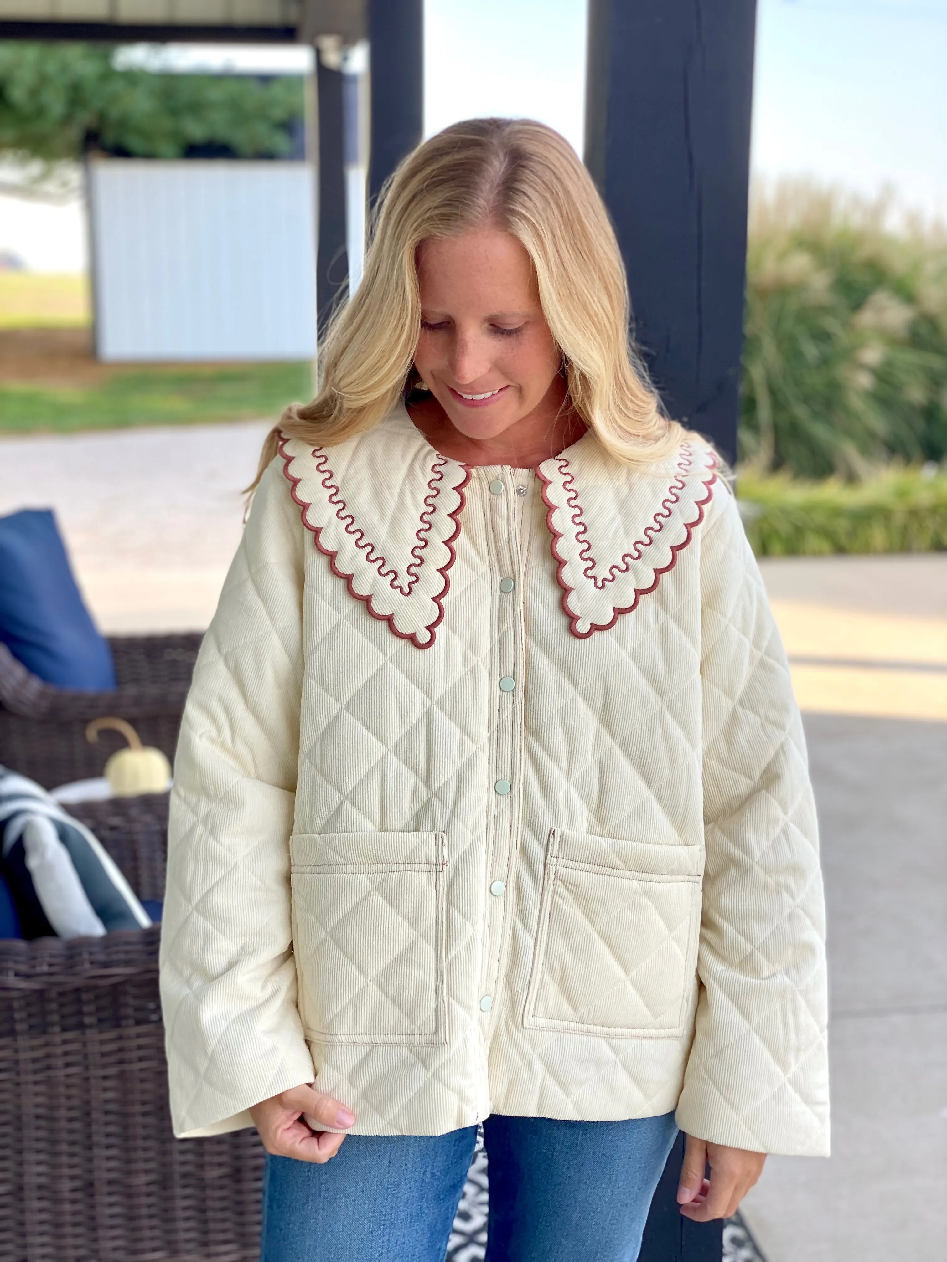 Cream Quilted Peter Pan Jacket