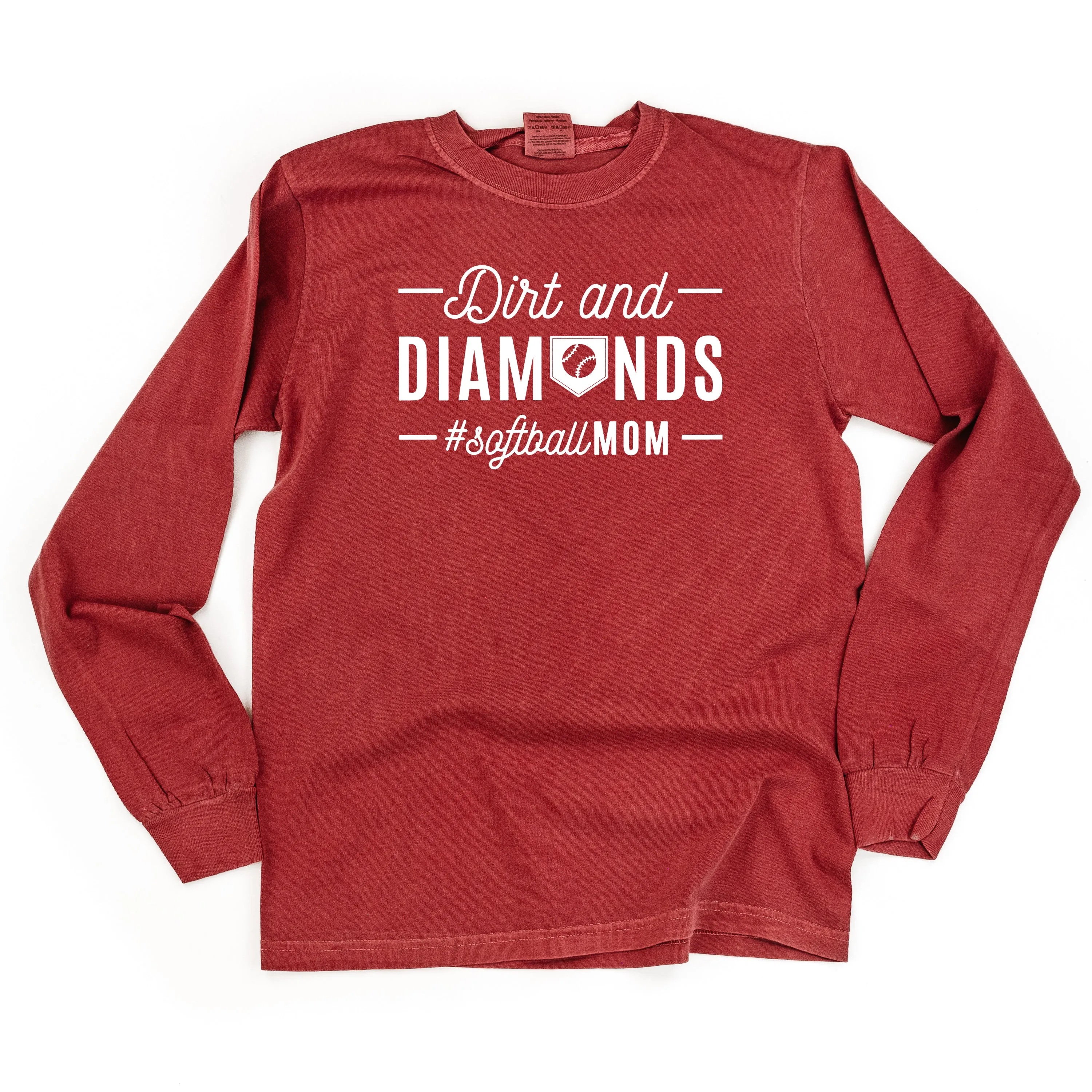 Dirt and Diamonds - Softball Mom - LONG SLEEVE COMFORT COLORS TEE