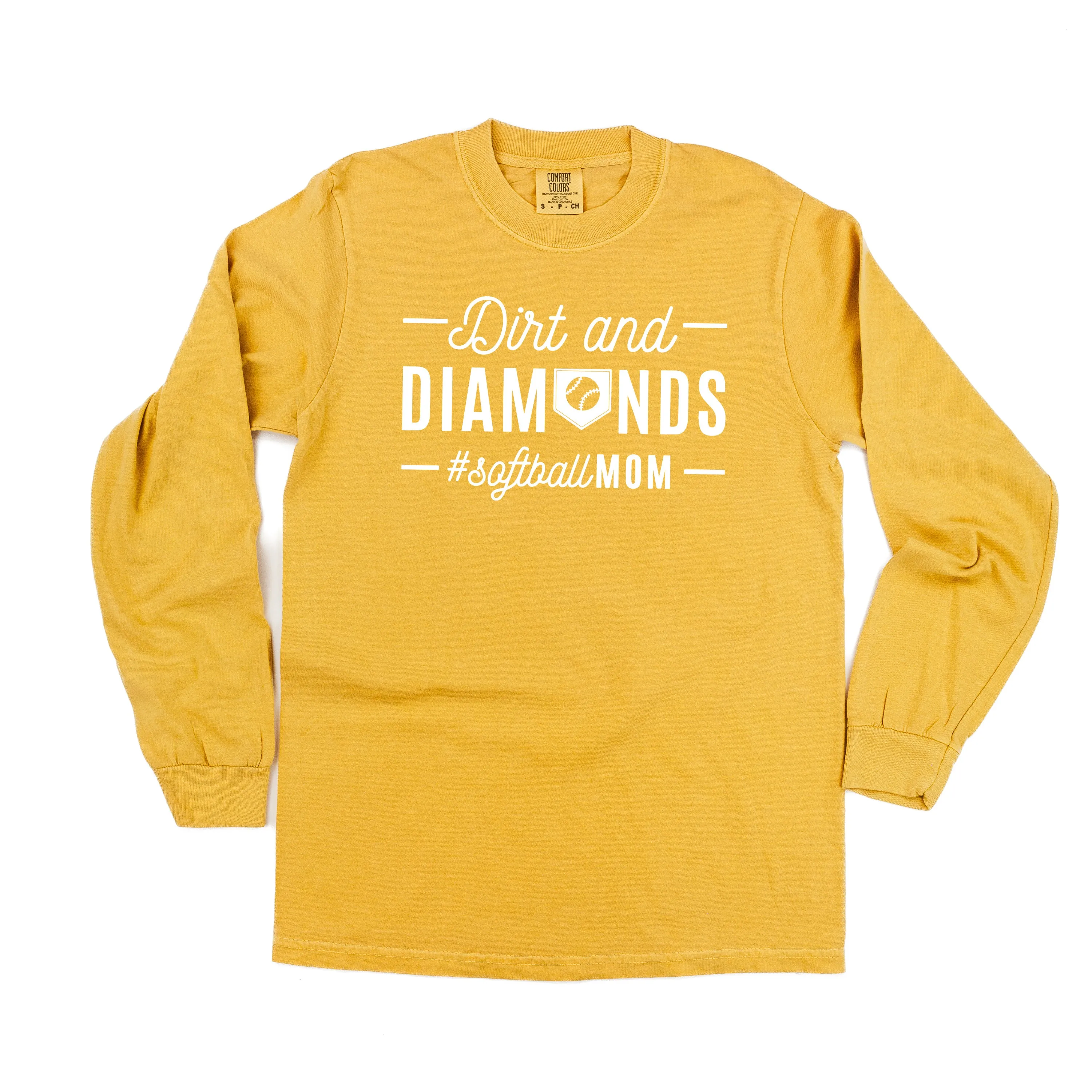 Dirt and Diamonds - Softball Mom - LONG SLEEVE COMFORT COLORS TEE