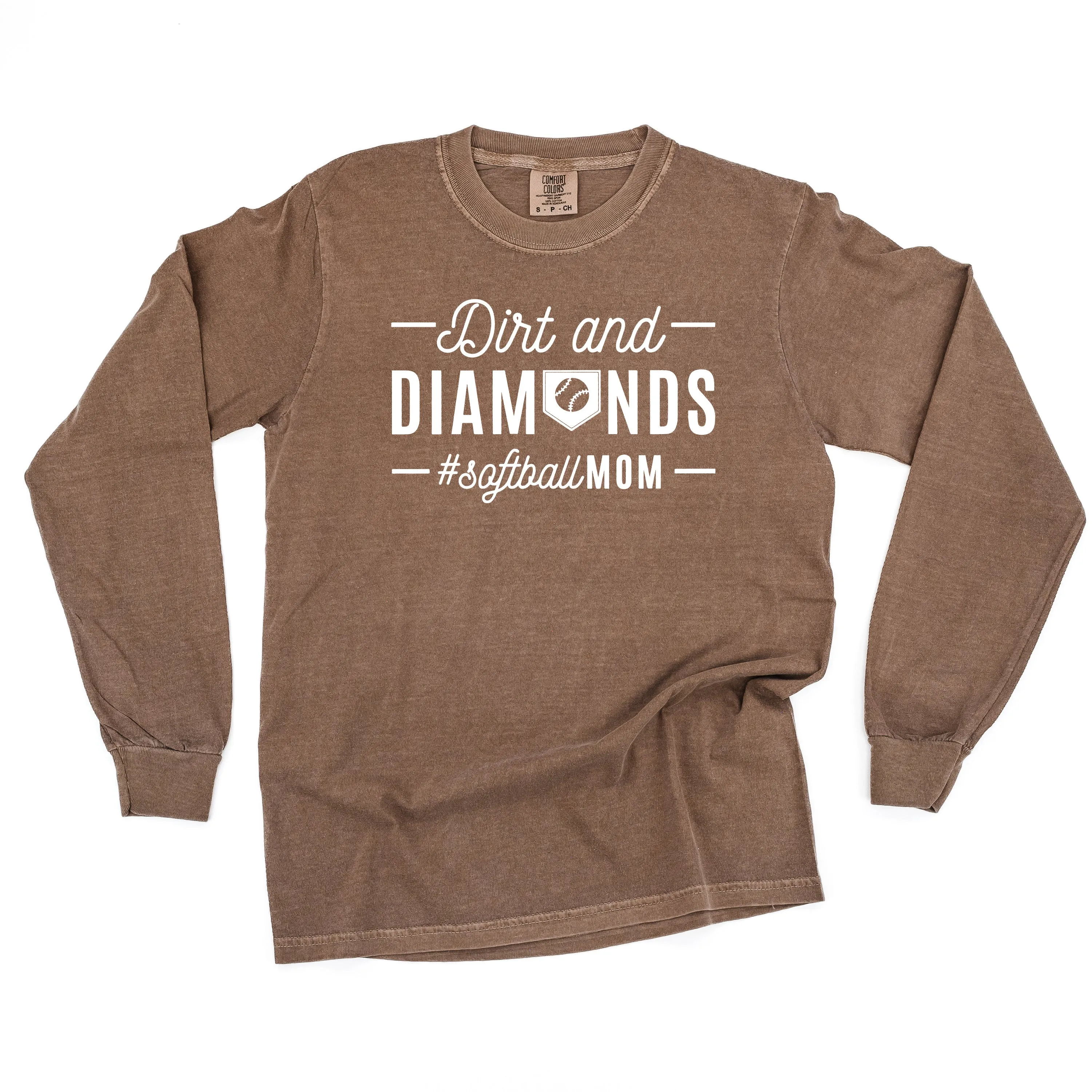 Dirt and Diamonds - Softball Mom - LONG SLEEVE COMFORT COLORS TEE