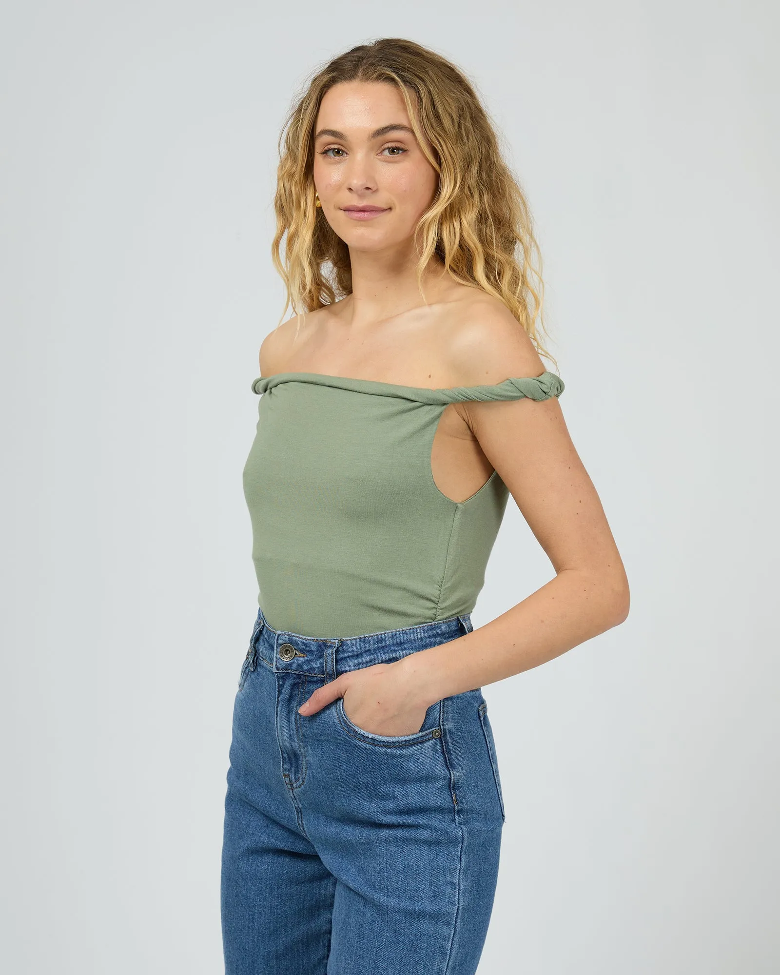 Evie Twist Tank Khaki