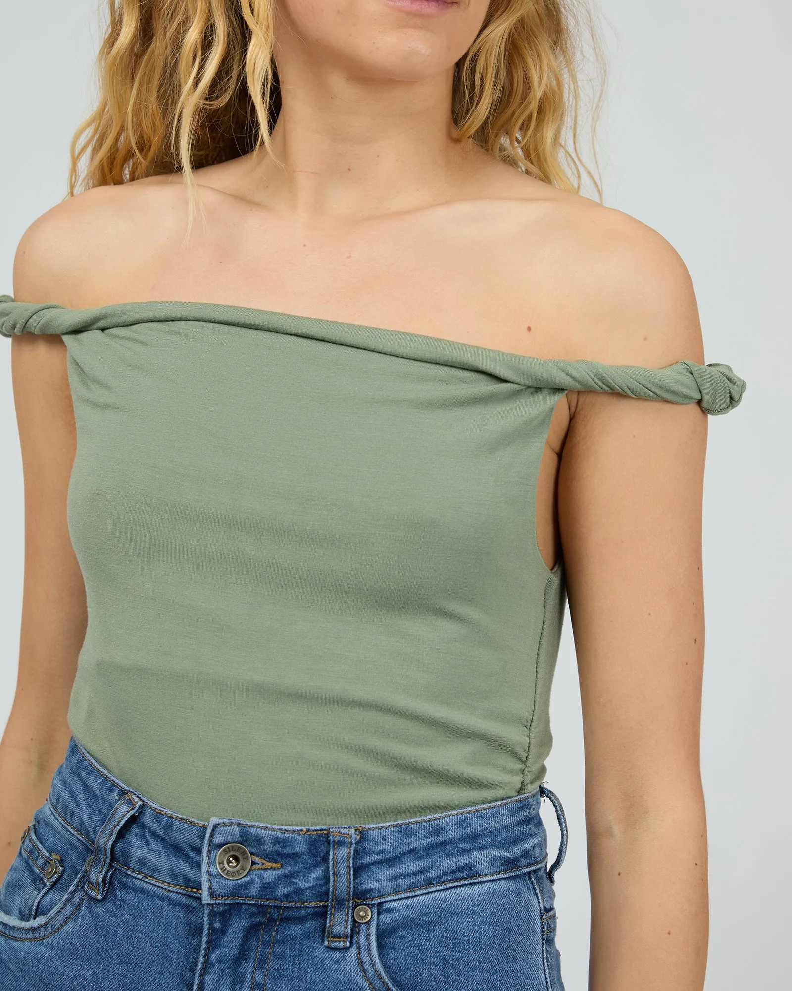 Evie Twist Tank Khaki
