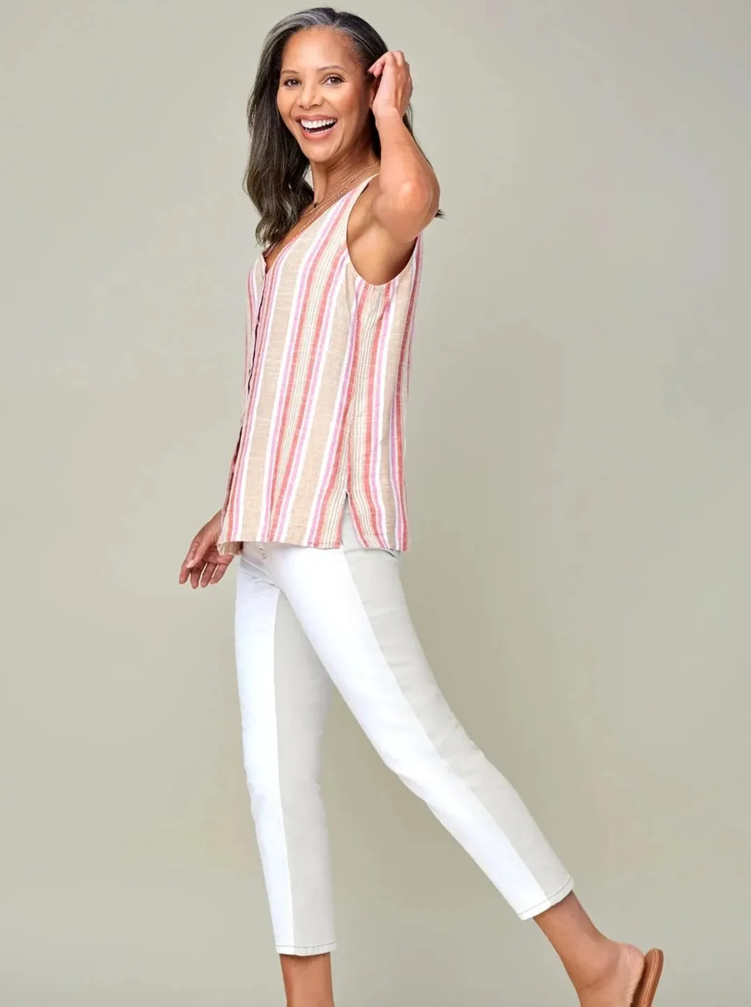 Flowy Button Down Cami [Lollipop-7719O]