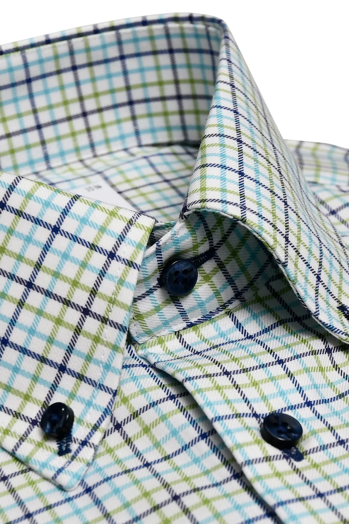 Green checked button down regular fit shirt