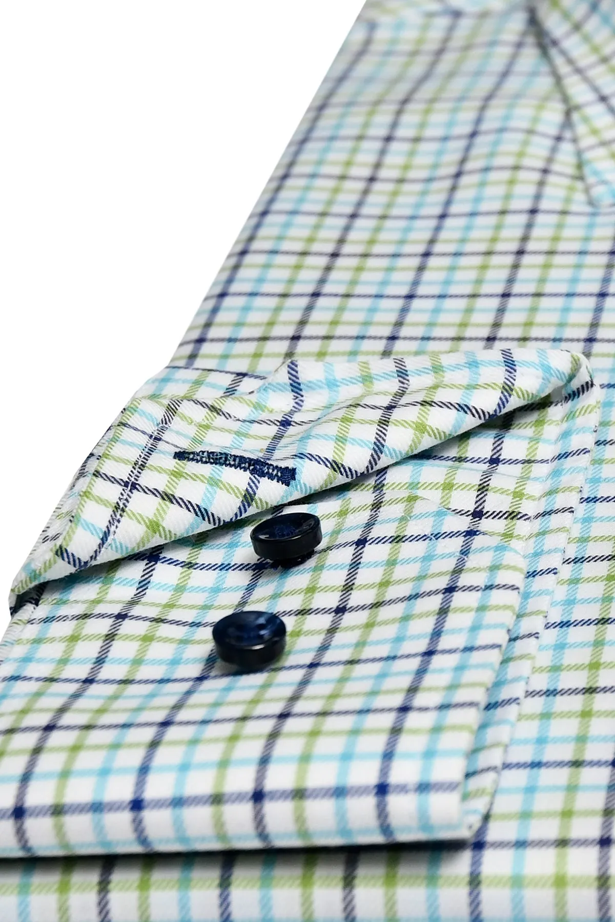 Green checked button down regular fit shirt