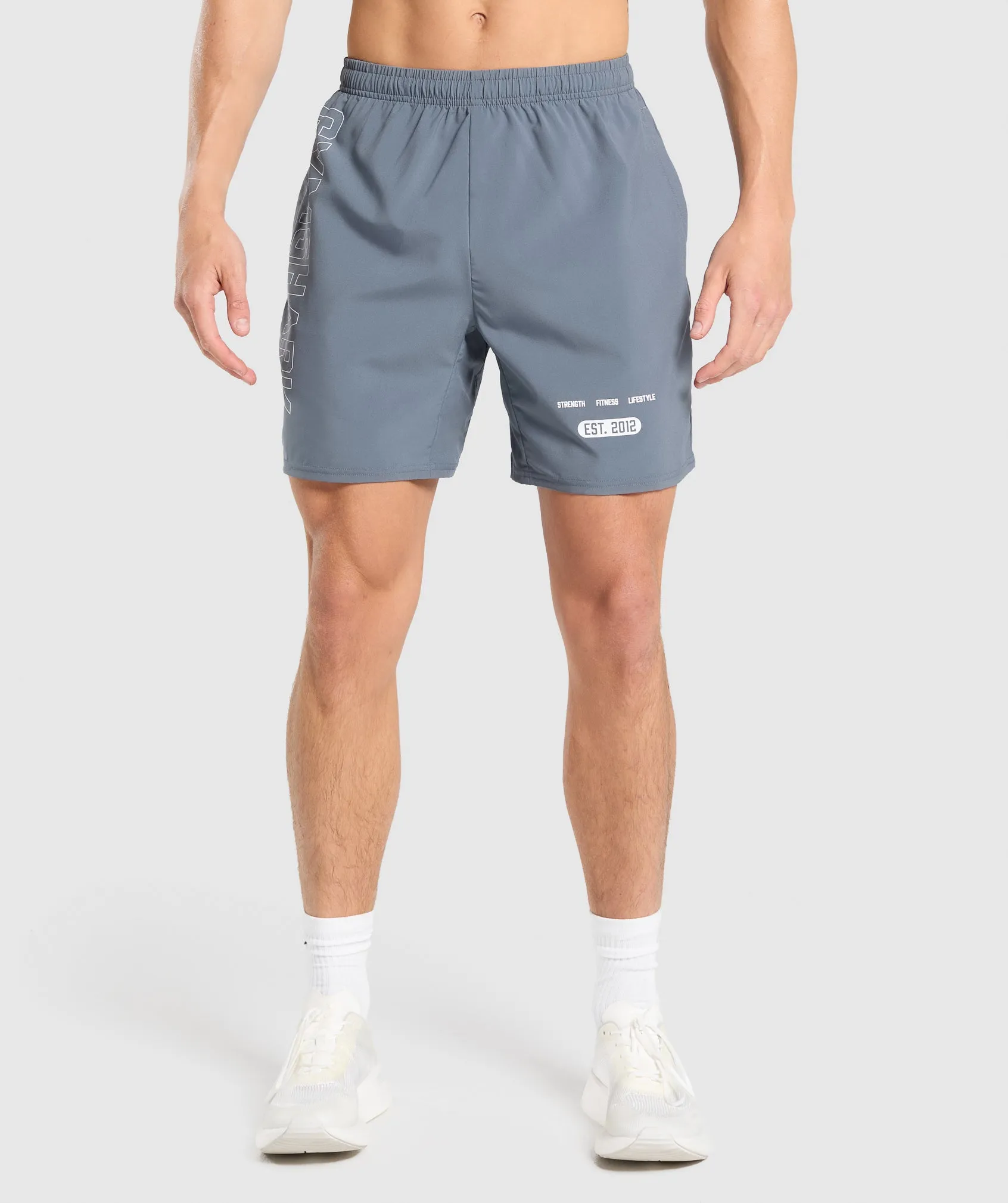 Gymshark Fitness Graphic Shorts - Iron Blue