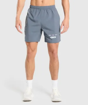 Gymshark Fitness Graphic Shorts - Iron Blue
