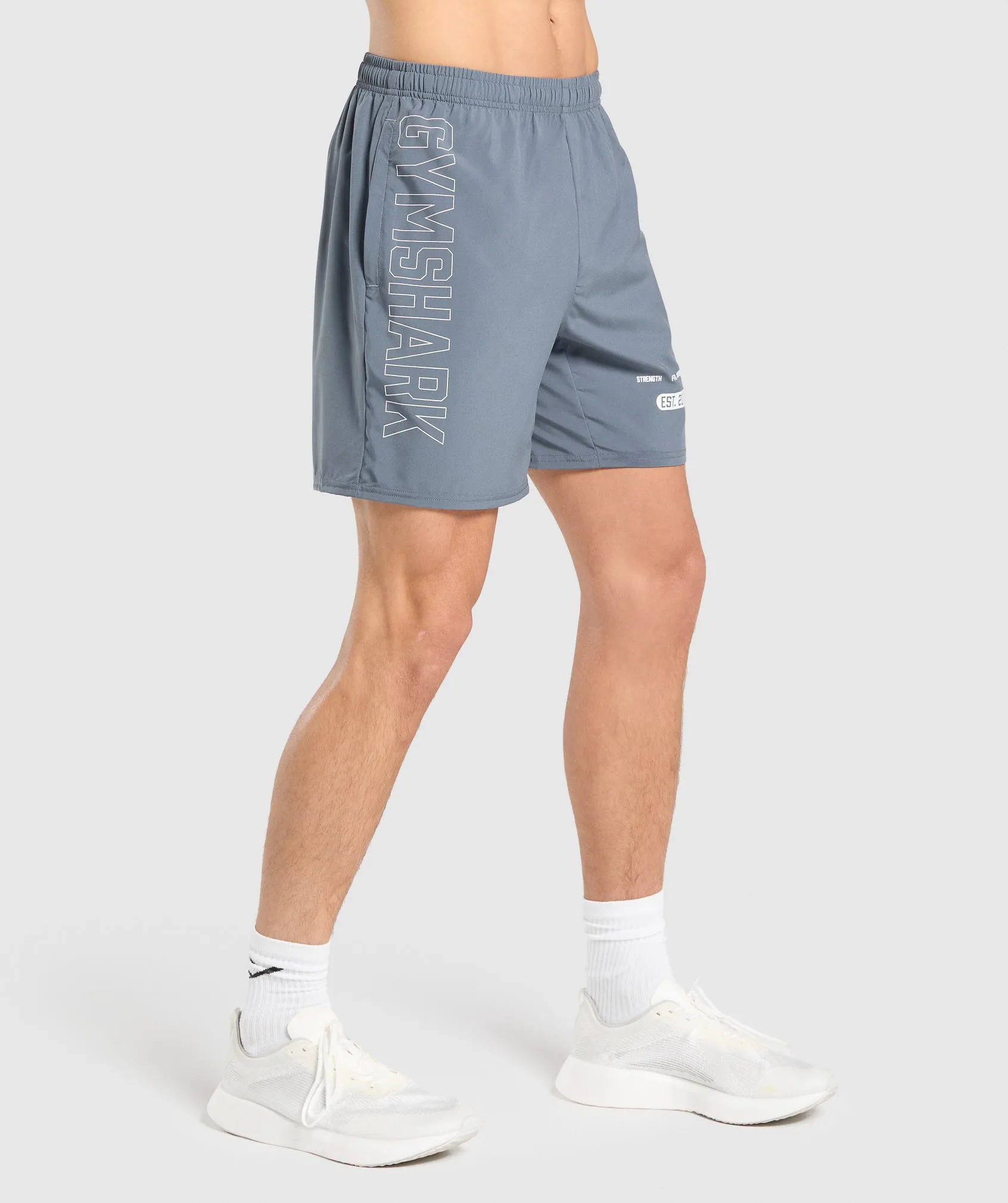 Gymshark Fitness Graphic Shorts - Iron Blue