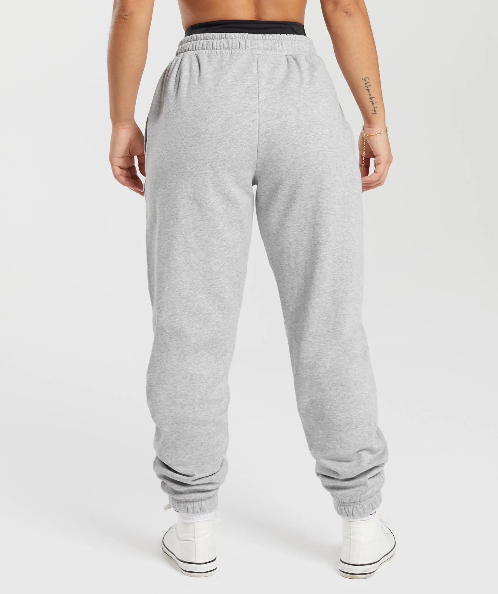 Gymshark Lifting Essentials Graphic Joggers - Light Grey Core Marl