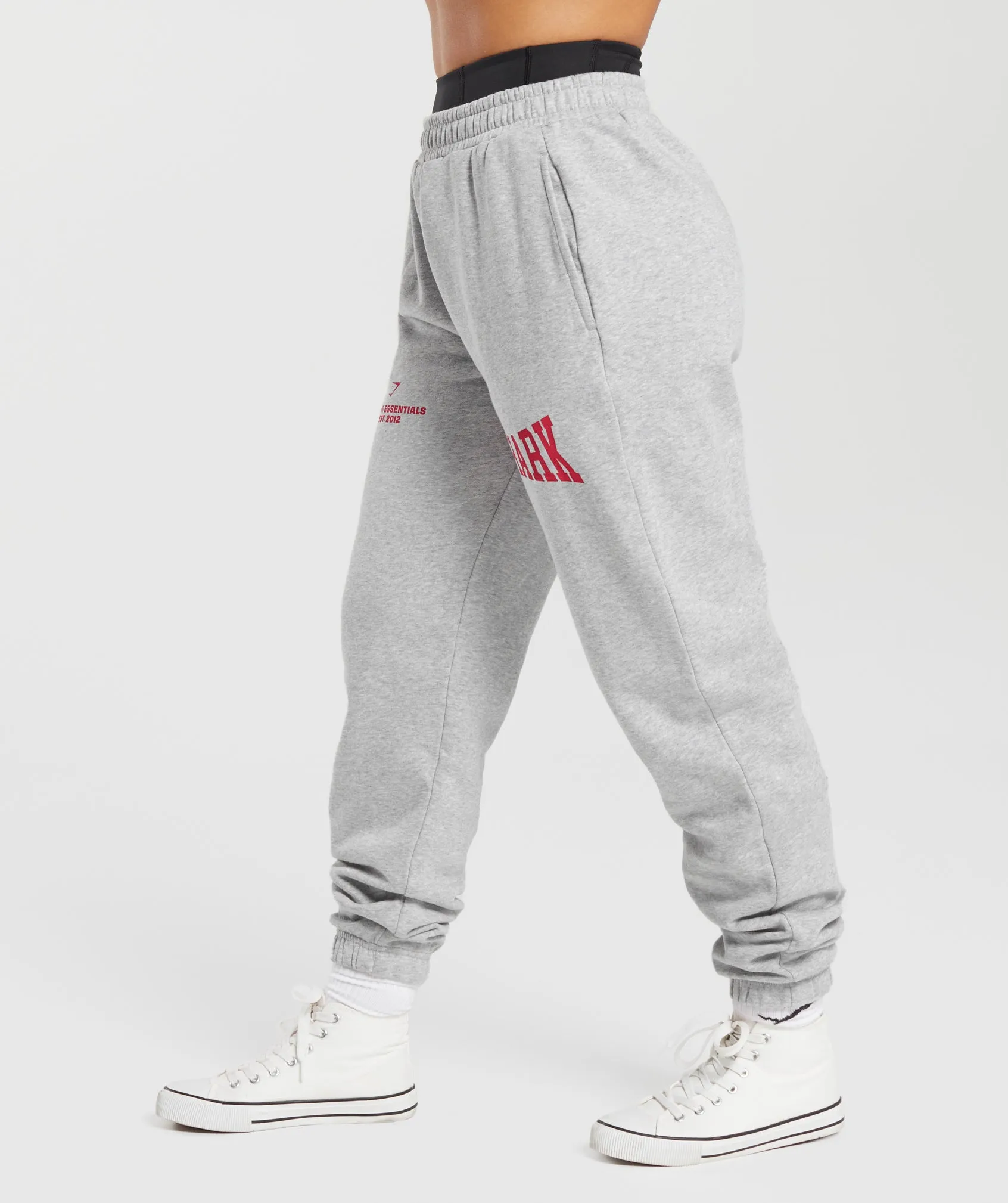 Gymshark Lifting Essentials Graphic Joggers - Light Grey Core Marl