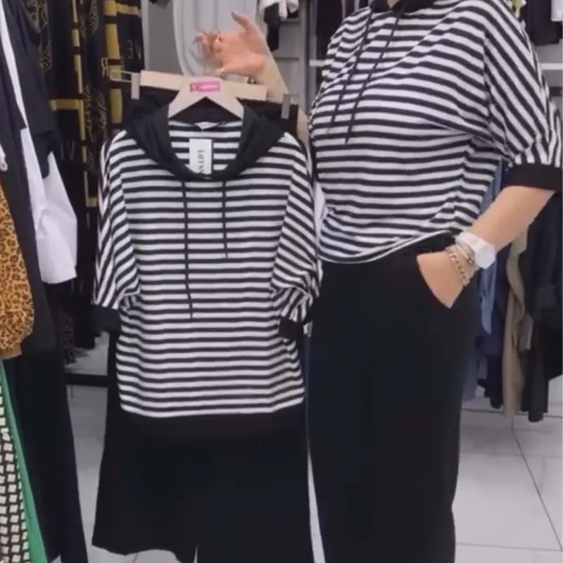 HOT SALE 2025Women's Striped Top & Solid Pants Set
