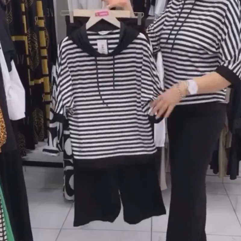 HOT SALE 2025Women's Striped Top & Solid Pants Set