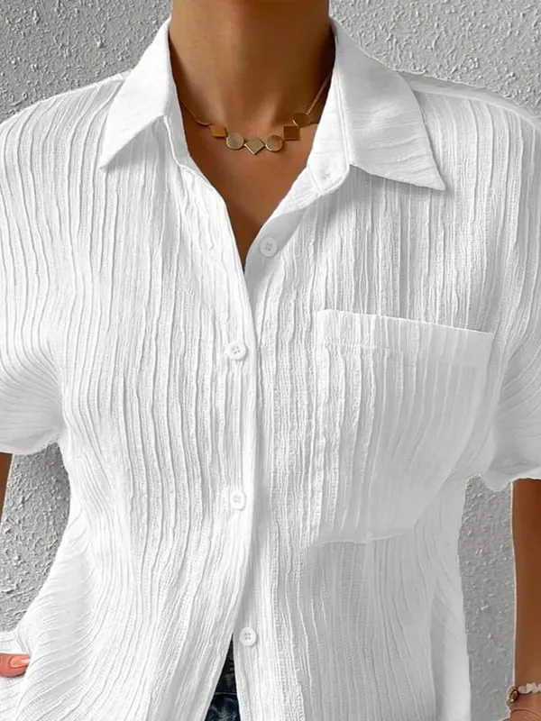 Hot Sale - 50% OFFCollar Casual Buttoned Loose Blouse