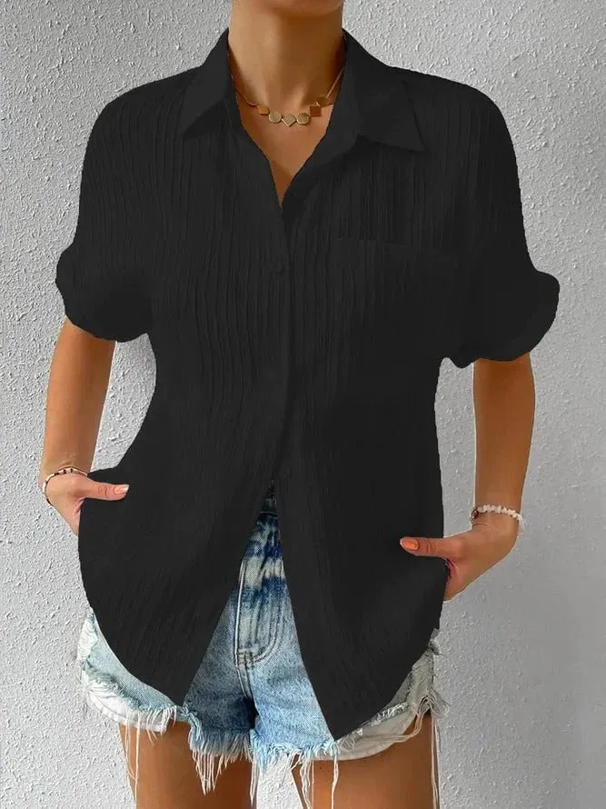 Hot Sale - 50% OFFCollar Casual Buttoned Loose Blouse