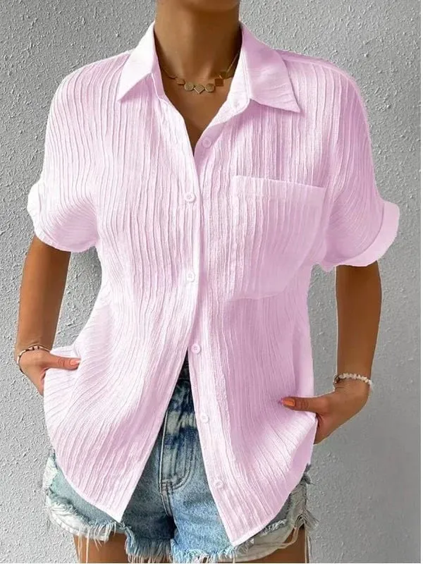 Hot Sale - 50% OFFCollar Casual Buttoned Loose Blouse