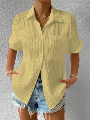 Hot Sale - 50% OFFCollar Casual Buttoned Loose Blouse