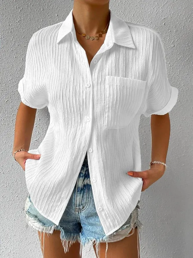 Hot Sale - 50% OFFCollar Casual Buttoned Loose Blouse