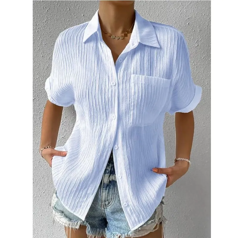 Hot Sale - 50% OFFCollar Casual Buttoned Loose Blouse