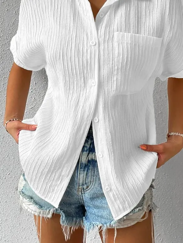Hot Sale - 50% OFFCollar Casual Buttoned Loose Blouse