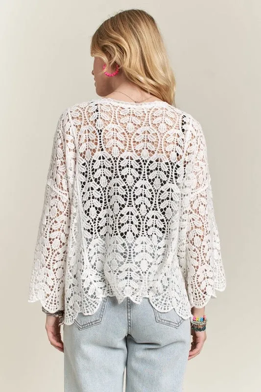 Irene Crochet Cardigan in White