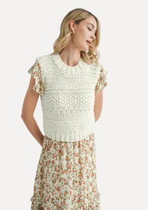 Isla Chunky Knit Sweater Vest - Ivory