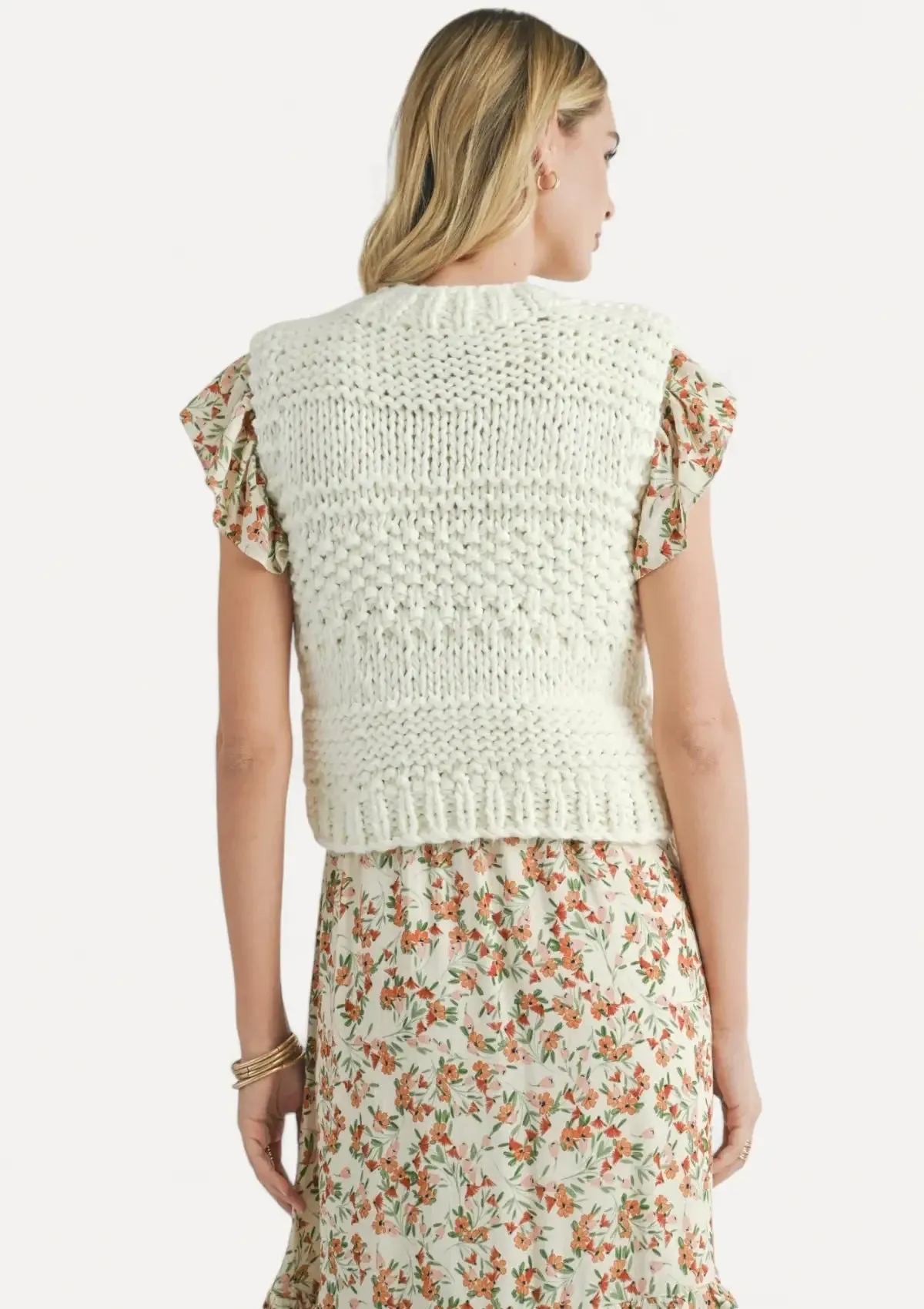 Isla Chunky Knit Sweater Vest - Ivory