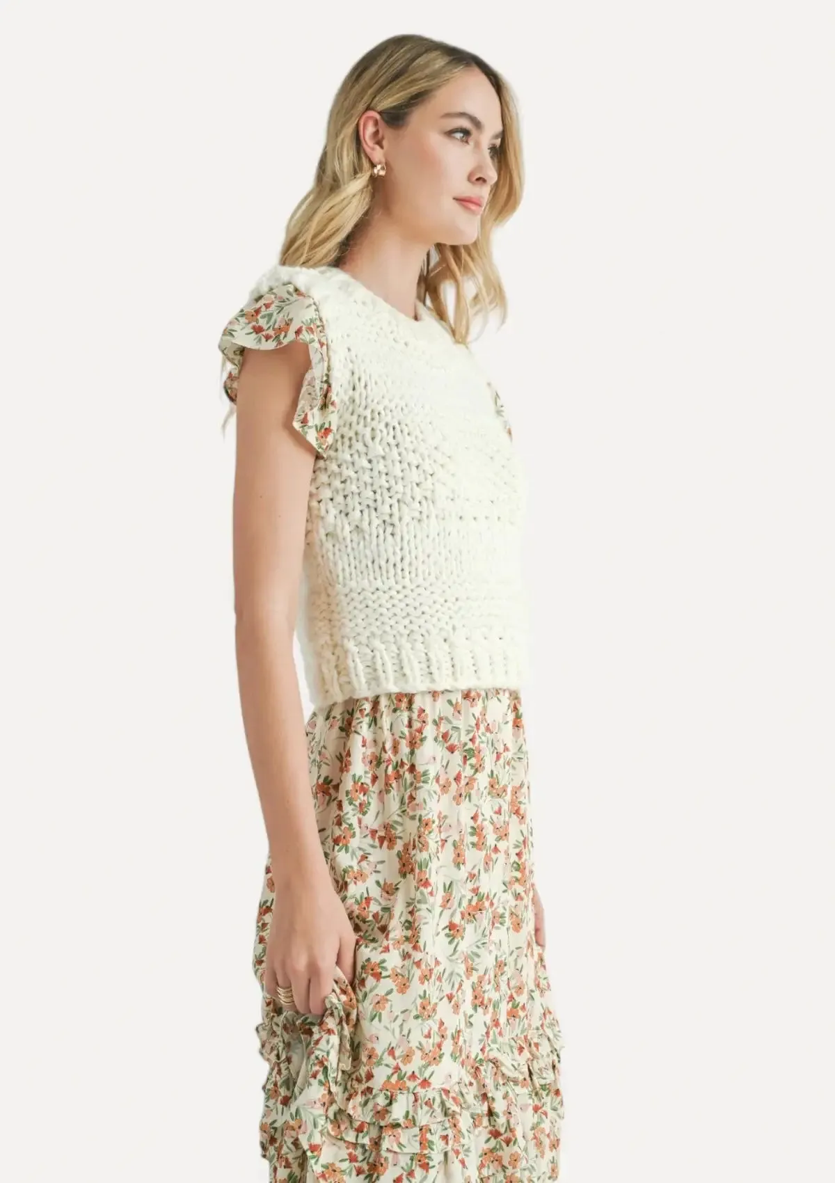 Isla Chunky Knit Sweater Vest - Ivory