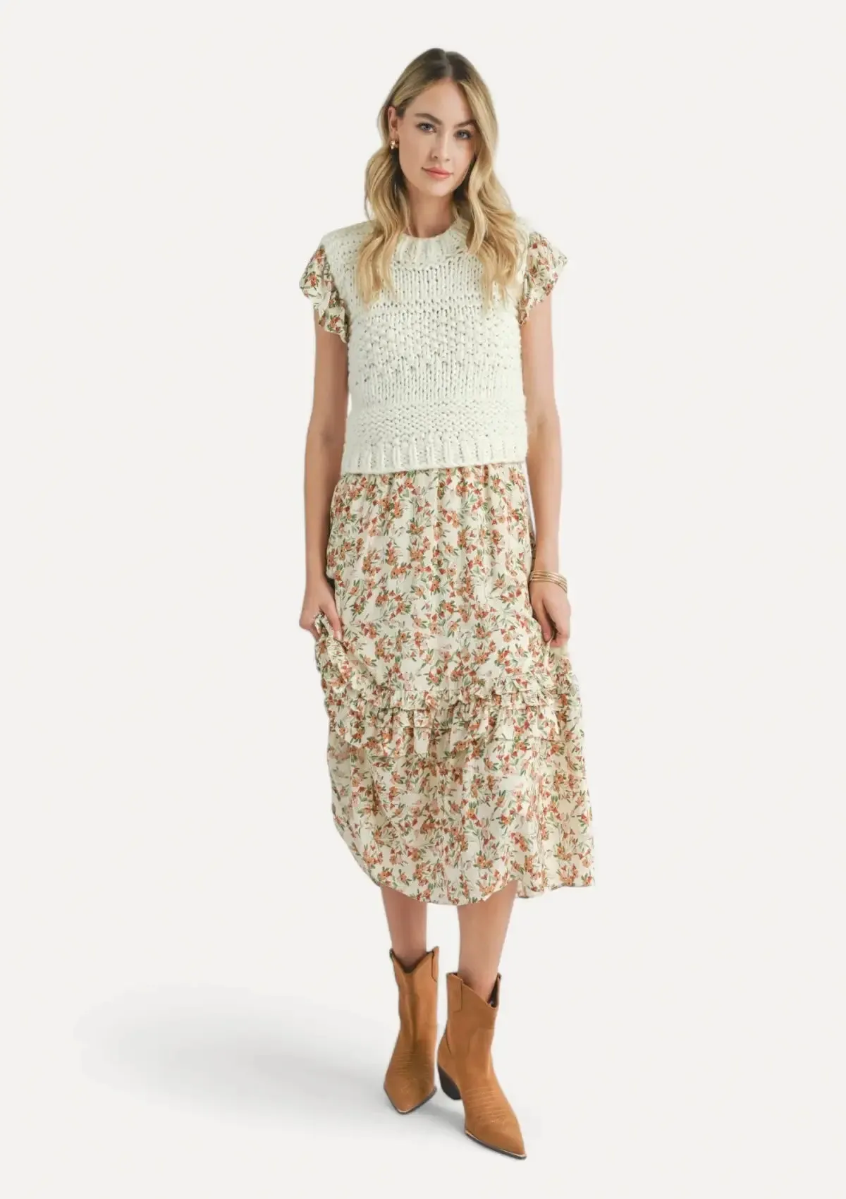 Isla Chunky Knit Sweater Vest - Ivory