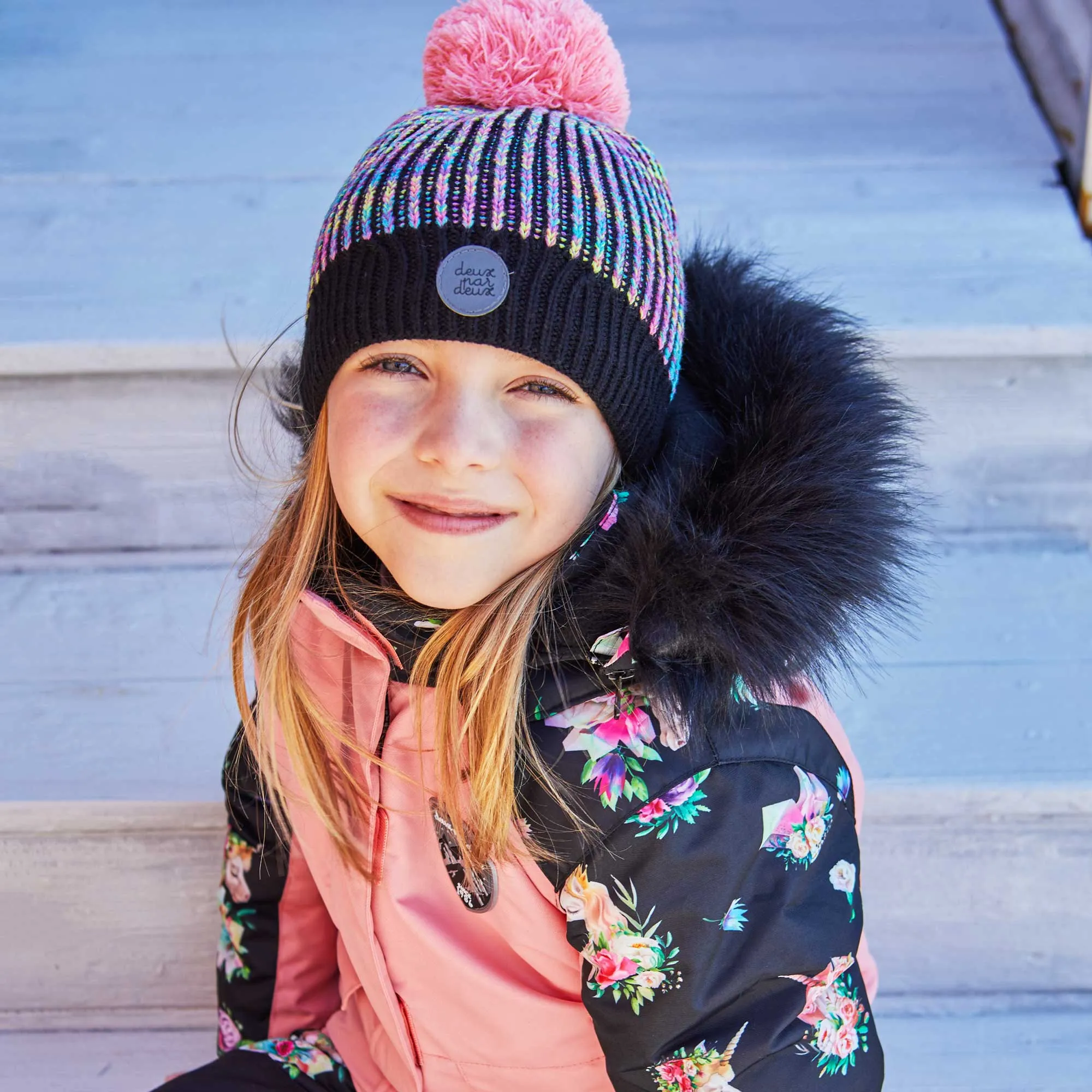 Knit Hat Black Multicolor