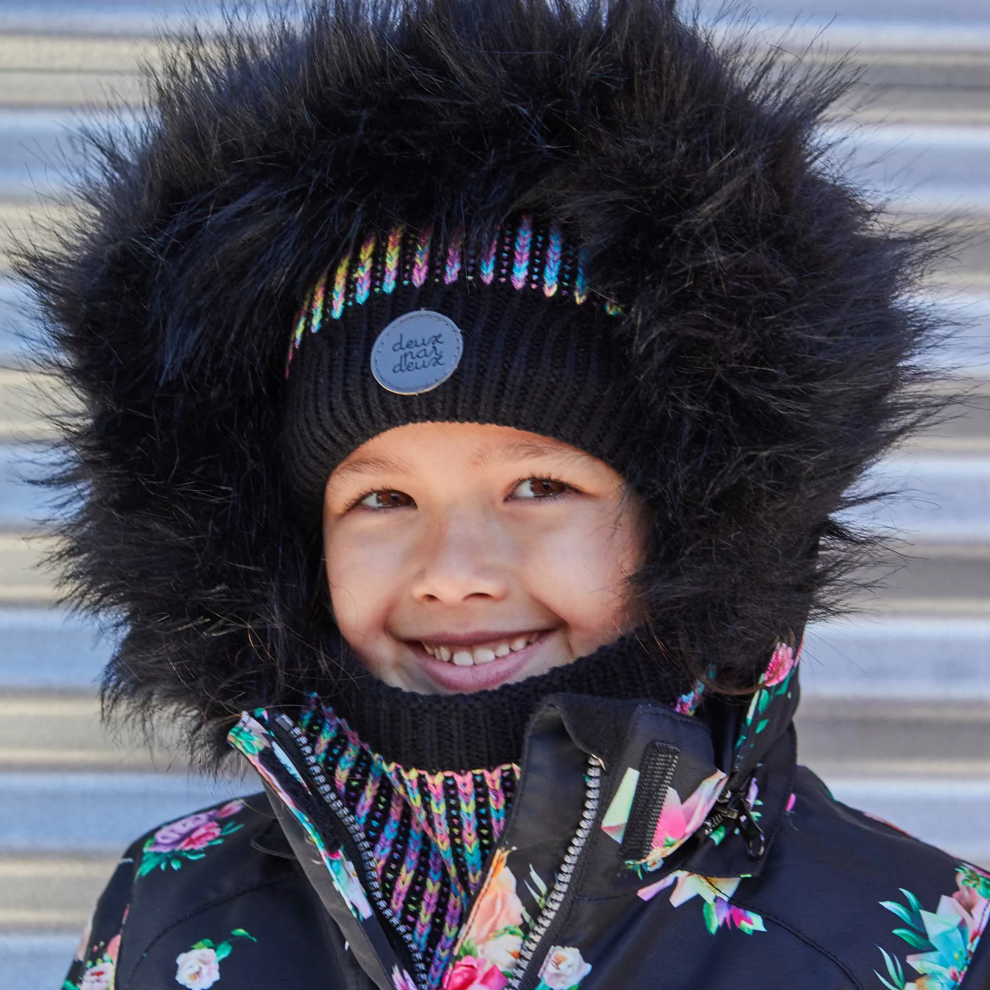 Knit Hat Black Multicolor