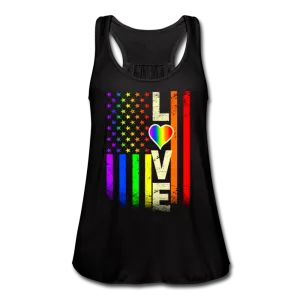 LGBTQ American Rainbow Pride Love Flag Women's Flowy Tank Top