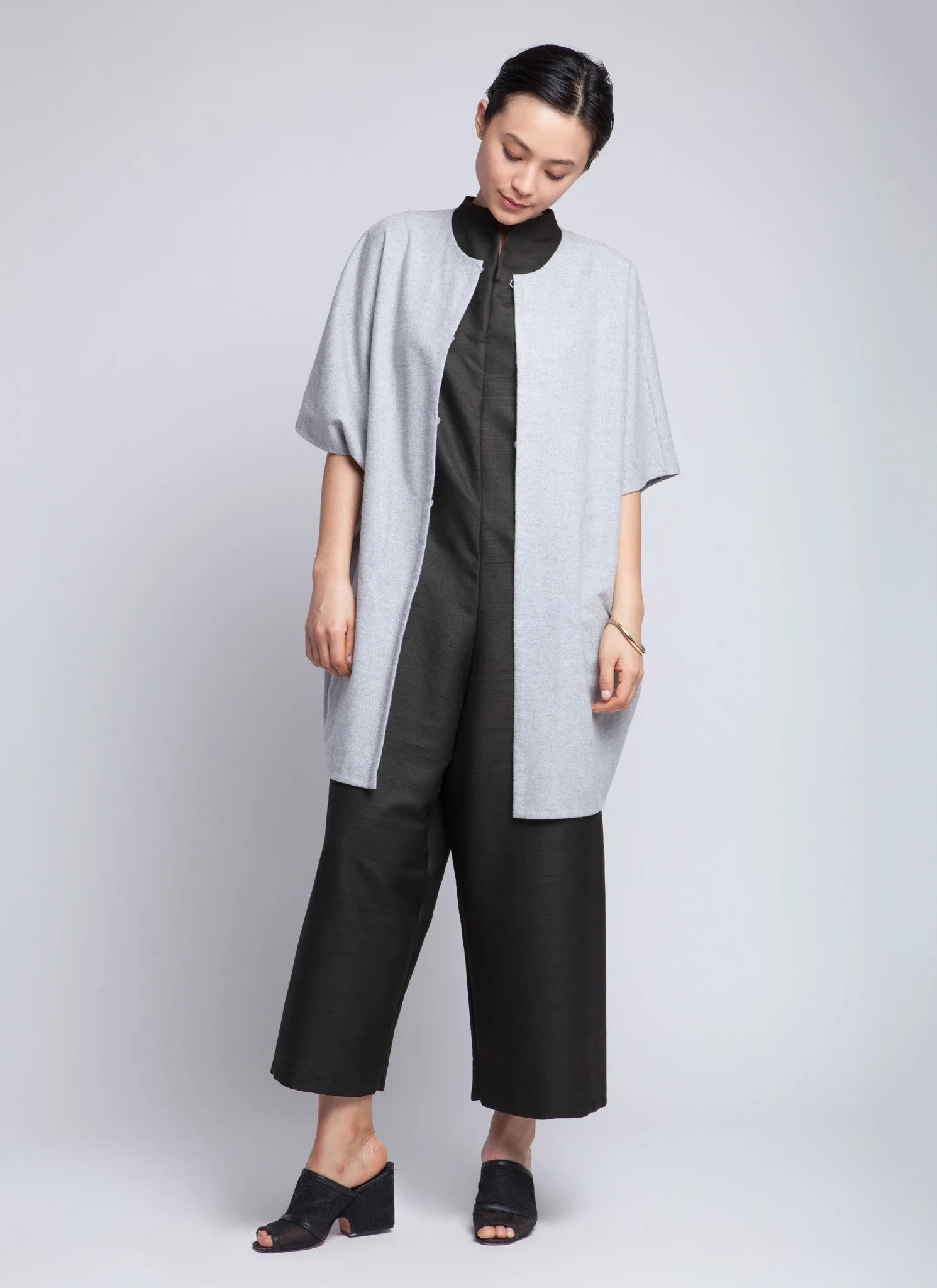 Light Grey Air Crab Button Dolman Cardigan