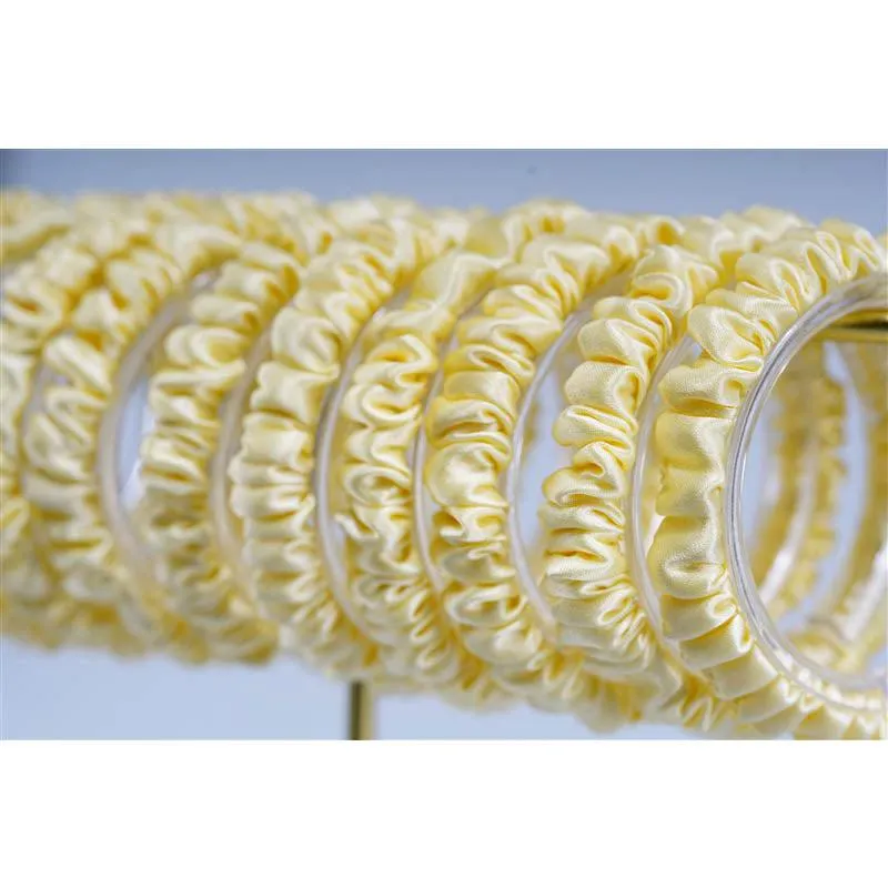 Light yellow silk scrunchies mini