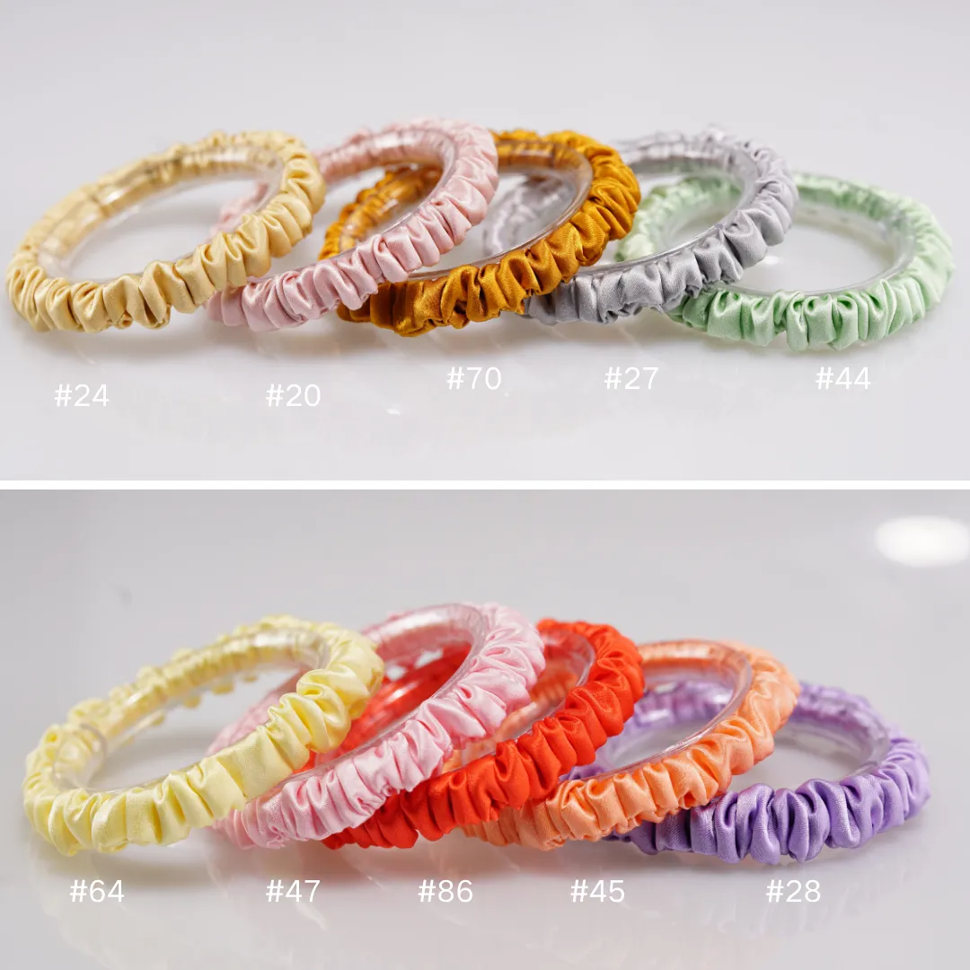 Light yellow silk scrunchies mini