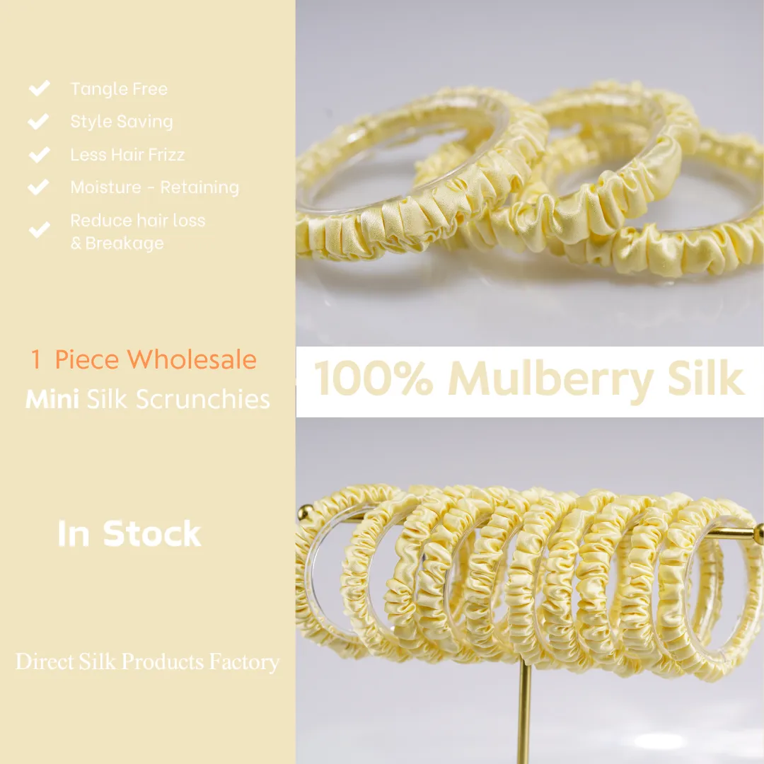 Light yellow silk scrunchies mini