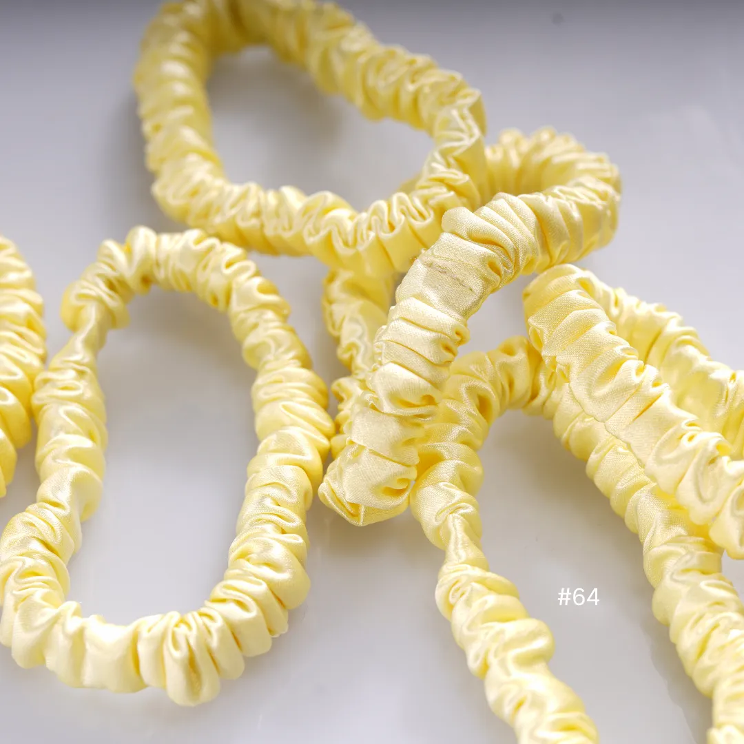 Light yellow silk scrunchies mini