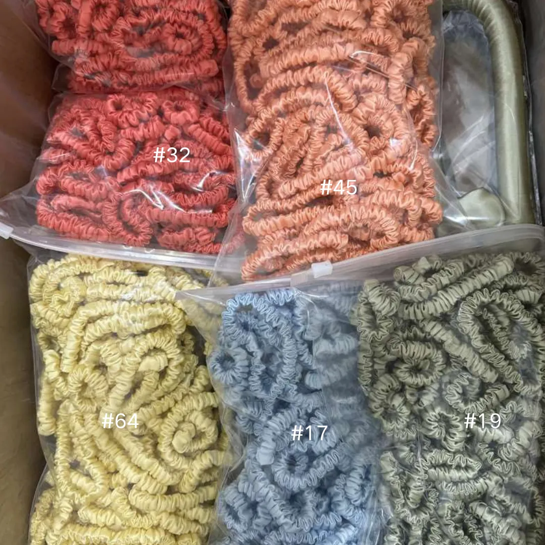 Light yellow silk scrunchies mini